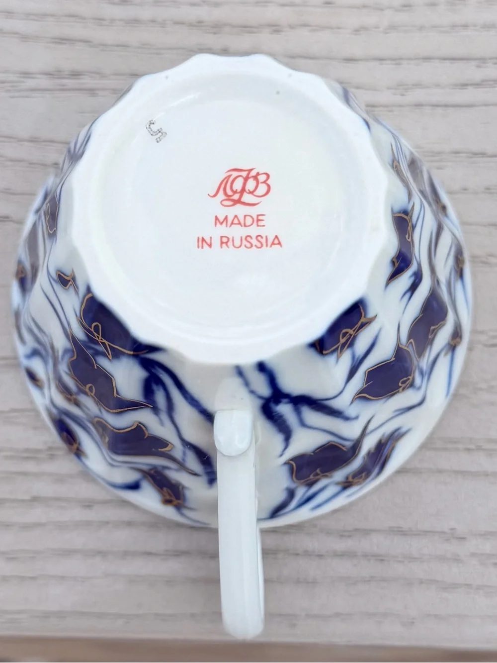 Lomonosov Porcelain Blue Bells Tea Cup & Saucer Set, Vintage, Made in Russia